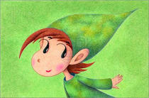  Stock pictures and illustrations 「Fairy, Green, Boy, Bright green」